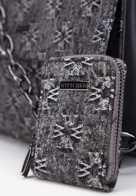 Wittchen Dames Denim Messenger Bag met Monogram Grijs Katoen - Image 3