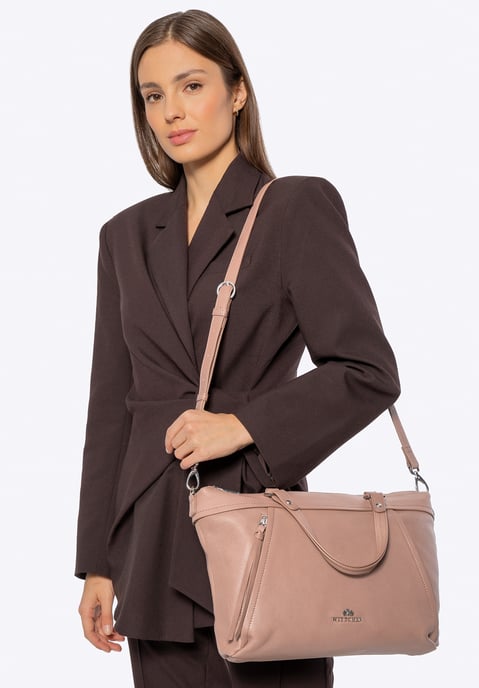 Wittchen Women's 15" Leather Laptop Bag with Tassel Beige Natural Leather - Image 2