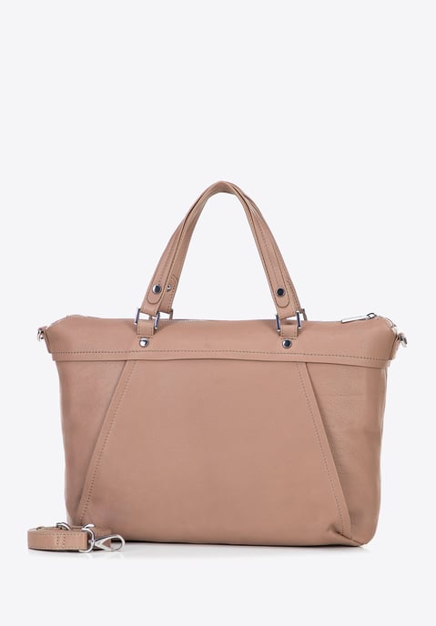 Wittchen Women's 15" Leather Laptop Bag with Tassel Beige Natural Leather - Image 3