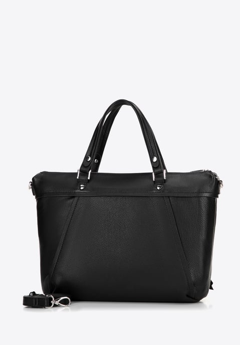 Wittchen Women's 15" Leather Laptop Bag with Tassel Black Natural Leather - Image 1