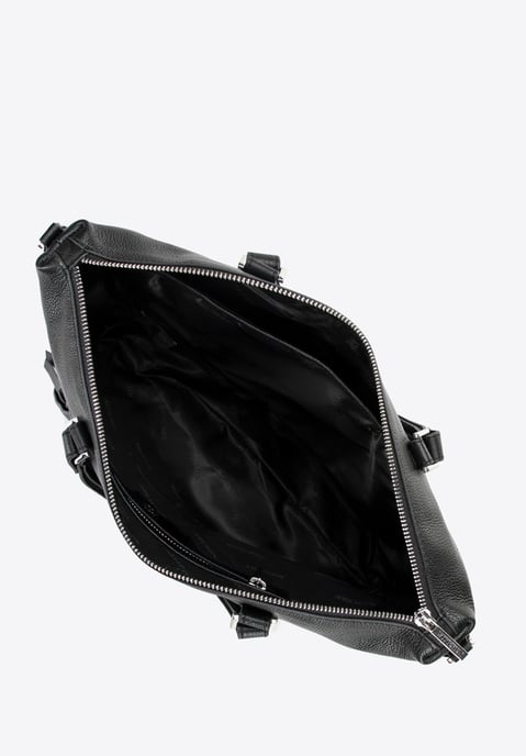 Wittchen Women's 15" Leather Laptop Bag with Tassel Black Natural Leather - Image 2