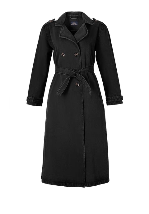 Wittchen Women's Denim Coat with Belt Black Cotton - Image 5