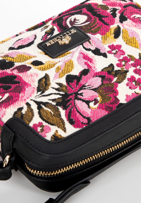 Wittchen Dames crossbody tas van jacquard en eco-leer, wit en roze - Image 3