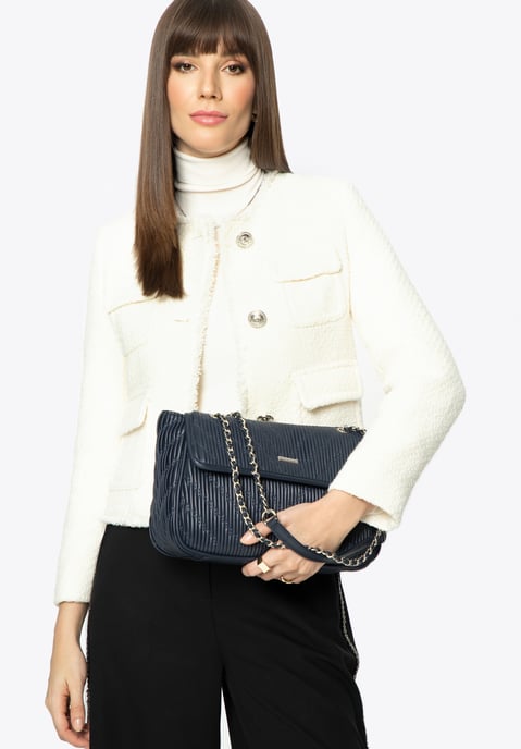 Wittchen Women's Crossbody Bag in Eco-leather with Chain Navy Blue Eco-leather - Image 4