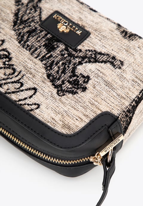 Wittchen Dames crossbody tas van jacquard en eco-leer, crème en zwart - Image 3