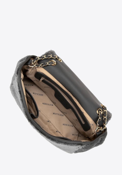 Wittchen Dames Crossbody Tas met Bont, Grijs - Image 3