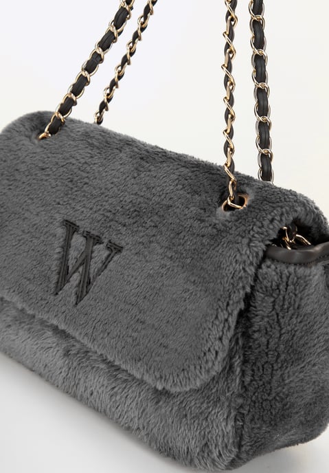Wittchen Dames Crossbody Tas met Bont, Grijs - Image 4