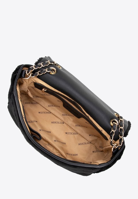 Wittchen Dames Crossbody Tas met Bont, Zwart Polyester - Image 3