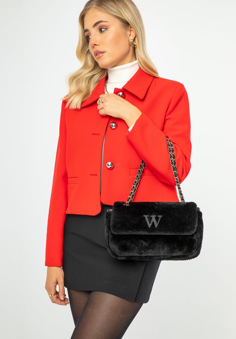 Wittchen Dames Crossbody Tas met Bont, Zwart Polyester - Image 5