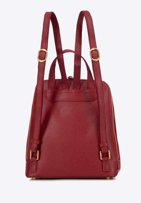 Wittchen Women's Leather Backpack Trapezoidal Red Natural Leather - Image 2