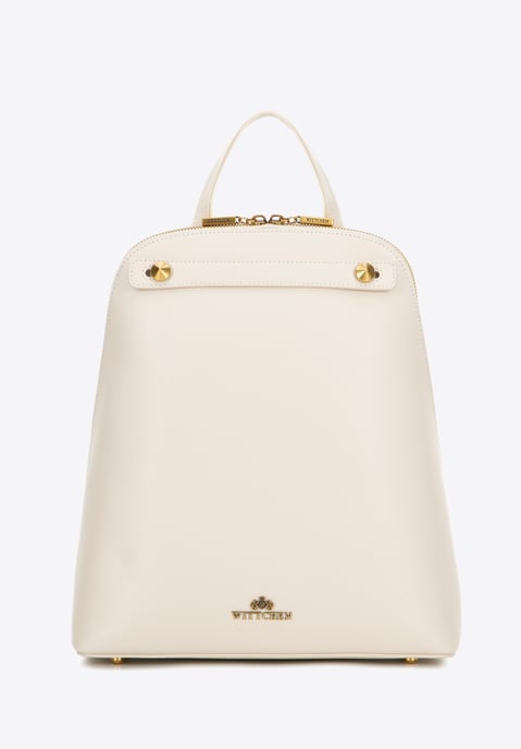 Wittchen Women's Leather Backpack Trapezoidal Cream Natural Leather - Image 1