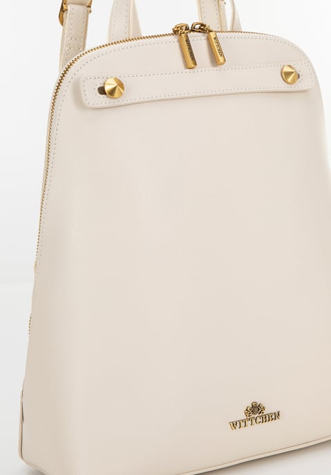 Wittchen Women's Leather Backpack Trapezoidal Cream Natural Leather - Image 4