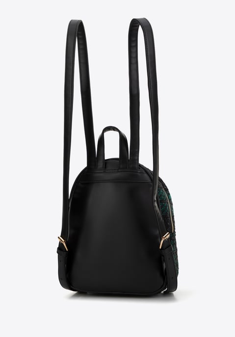 Wittchen Women's Backpack in Black and Green Polyester Bouclé Fabric - Image 1