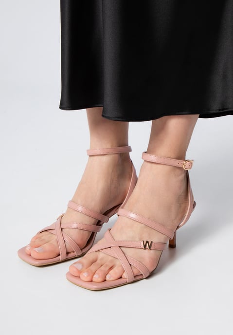 Wittchen Dames leren sandalen met bandjes op een stilettohak, stoffig roze - Image 2