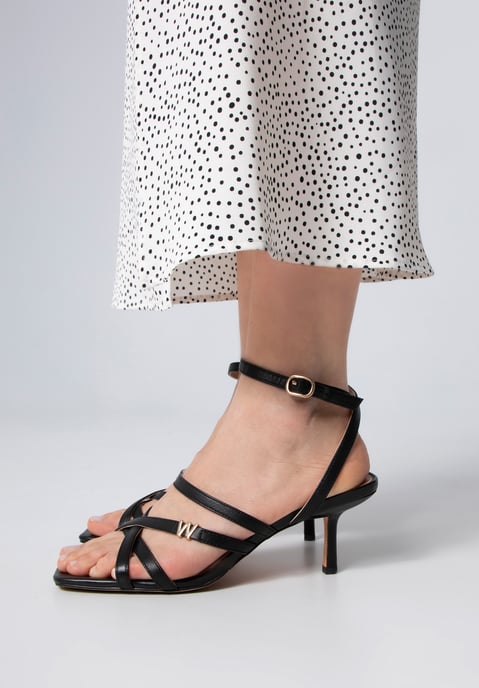 Wittchen Dames leren sandalen met bandjes op een hoge hak, zwart - Image 1