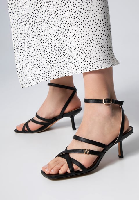 Wittchen Dames leren sandalen met bandjes op een hoge hak, zwart - Image 3