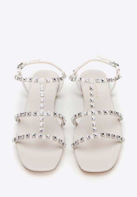 Wittchen Dames Leren Sandalen met Kristallen, Crème, Natuurlijk Leer - Image 2
