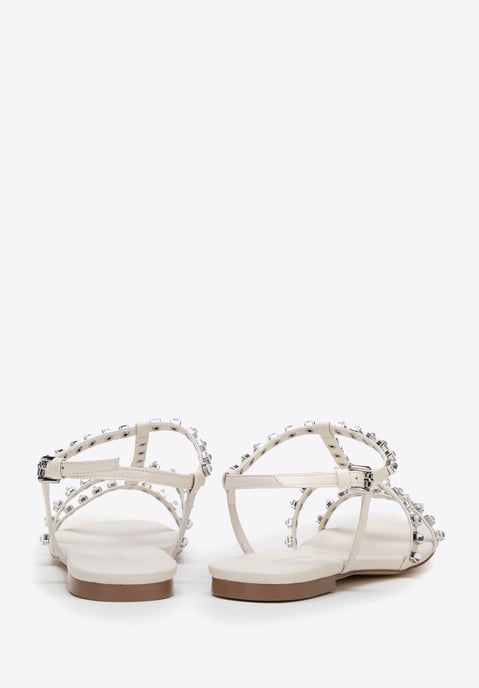 Wittchen Dames Leren Sandalen met Kristallen, Crème, Natuurlijk Leer - Image 3