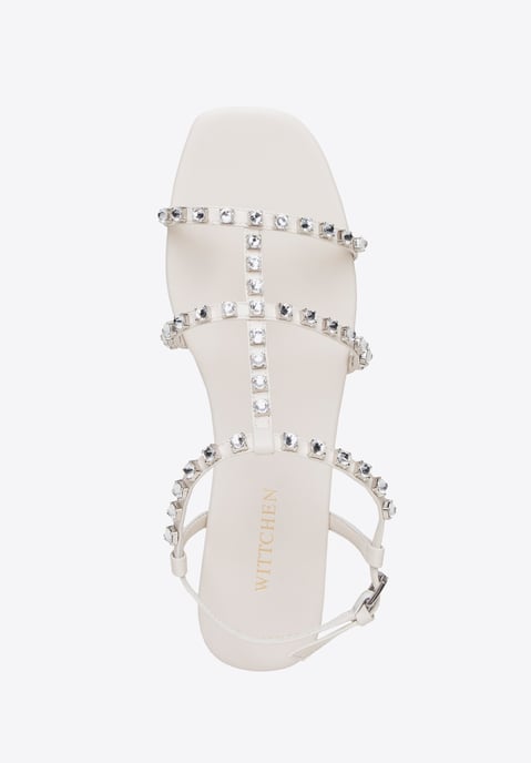 Wittchen Dames Leren Sandalen met Kristallen, Crème, Natuurlijk Leer - Image 4