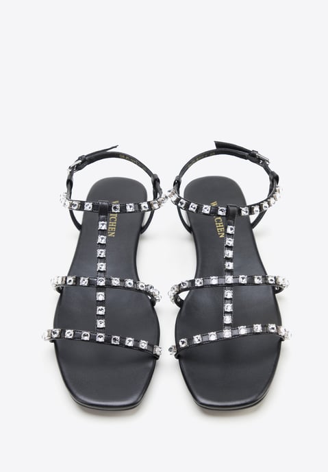Wittchen Dames Leren Sandalen met Kristallen Zwart Natuurlijk Leer - Image 2