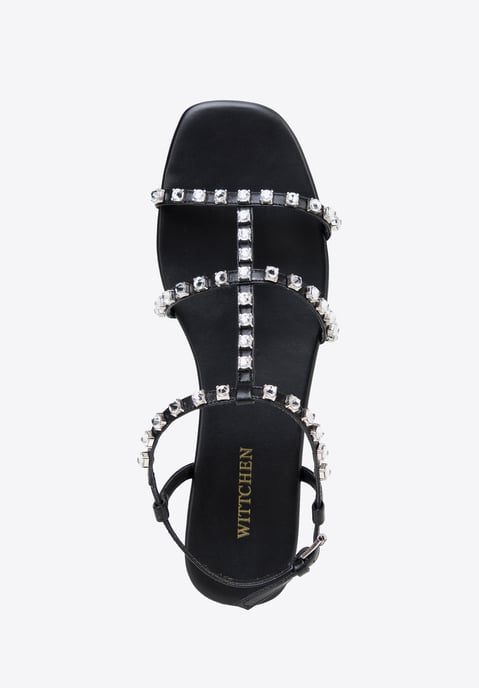 Wittchen Dames Leren Sandalen met Kristallen Zwart Natuurlijk Leer - Image 4