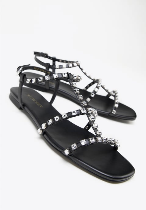 Wittchen Dames Leren Sandalen met Kristallen Zwart Natuurlijk Leer - Image 6