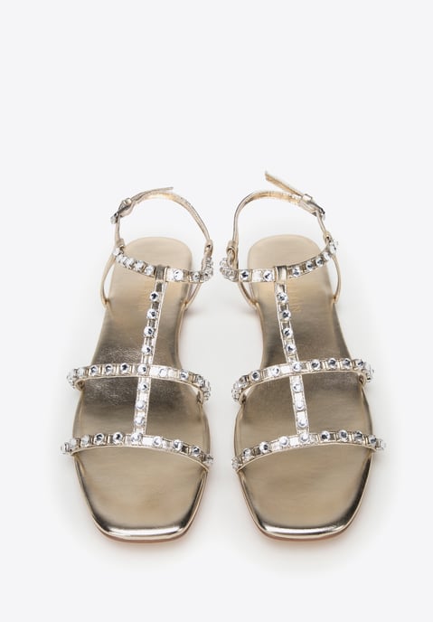 Wittchen Dames Leren Sandalen met Kristallen, Goud, Natuurlijk Leer - Image 2