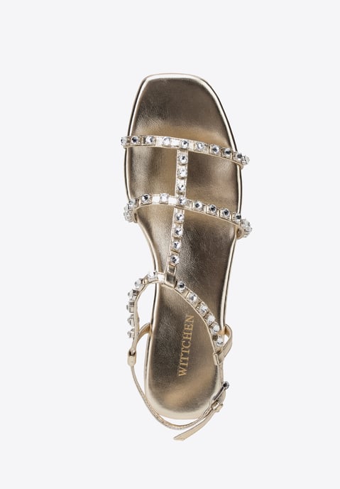 Wittchen Dames Leren Sandalen met Kristallen, Goud, Natuurlijk Leer - Image 4