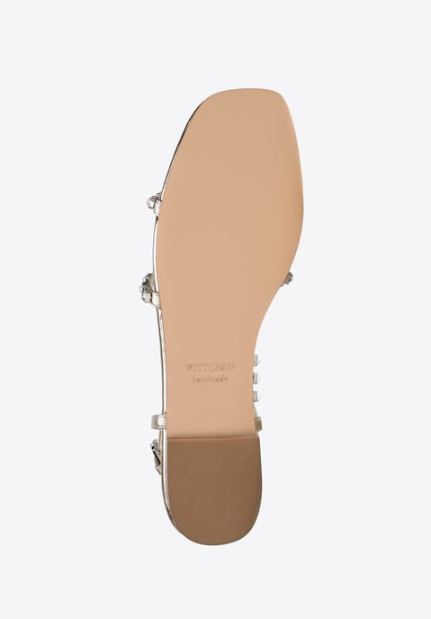 Wittchen Dames Leren Sandalen met Kristallen, Goud, Natuurlijk Leer - Image 5