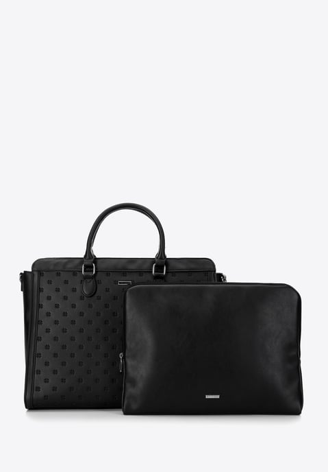 Wittchen Dameskoffer met hoes voor een 15, 6'' laptop, zwart en zilver, eco-leer - Image 1