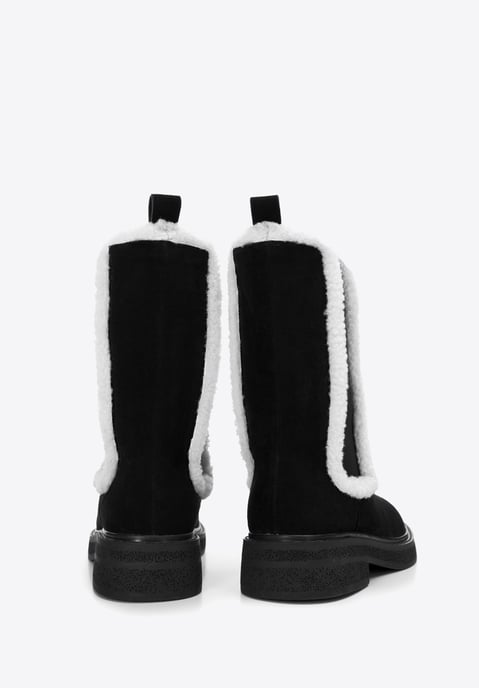 Wittchen Women's Suede Chelsea Boots with Faux Sheepskin Black Black Suede Leath - Image 3