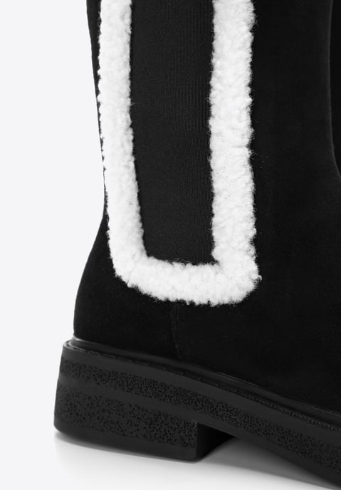 Wittchen Women's Suede Chelsea Boots with Faux Sheepskin Black Black Suede Leath - Image 5
