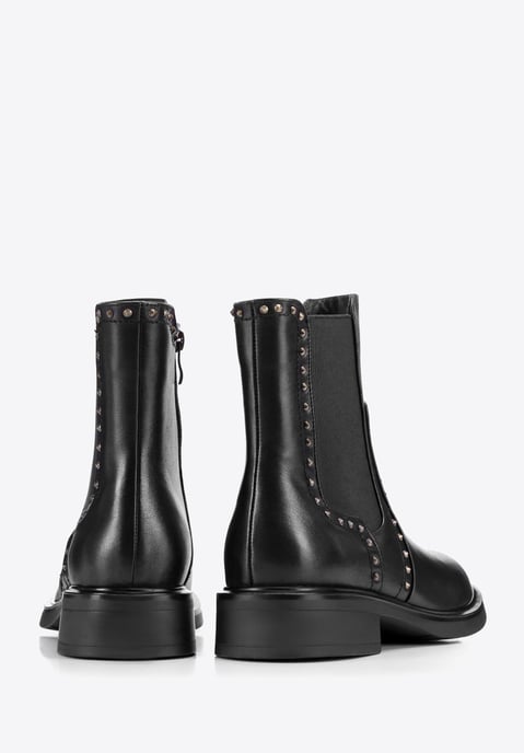 Wittchen Dames leren Chelsea boots met decoratieve klinknagels, zwart - Image 3