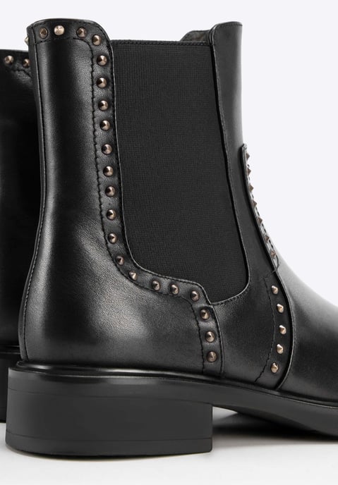 Wittchen Dames leren Chelsea boots met decoratieve klinknagels, zwart - Image 6