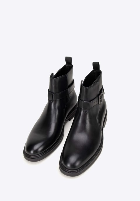 Wittchen Heren Leren Chelsea Boots met Gesp, Zwart, Natuurlijk Leer - Image 1