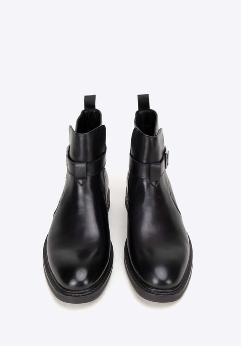 Wittchen Men's Leather Chelsea Boots with Buckle Black Natural Leather - Image 2