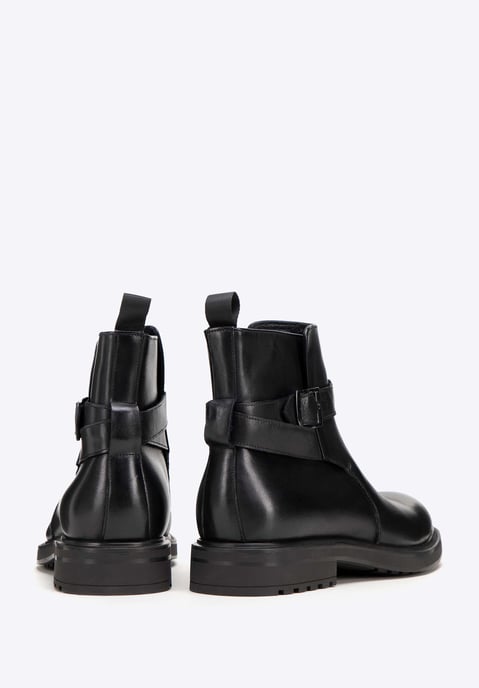 Wittchen Men's Leather Chelsea Boots with Buckle Black Natural Leather - Image 3