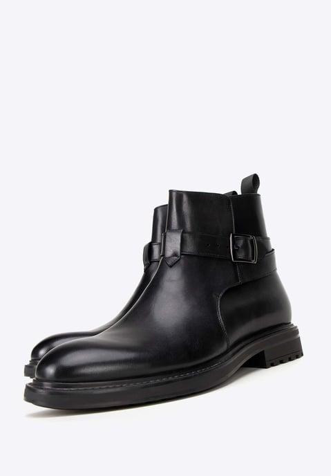Wittchen Men's Leather Chelsea Boots with Buckle Black Natural Leather - Image 5