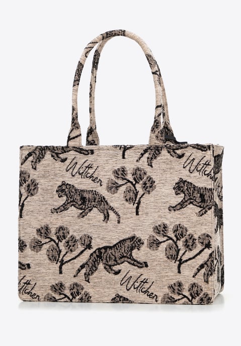 Wittchen Dames jacquard-patroon shoppertas, bruin en zwart - Image 1
