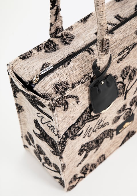 Wittchen Dames jacquard-patroon shoppertas, bruin en zwart - Image 3