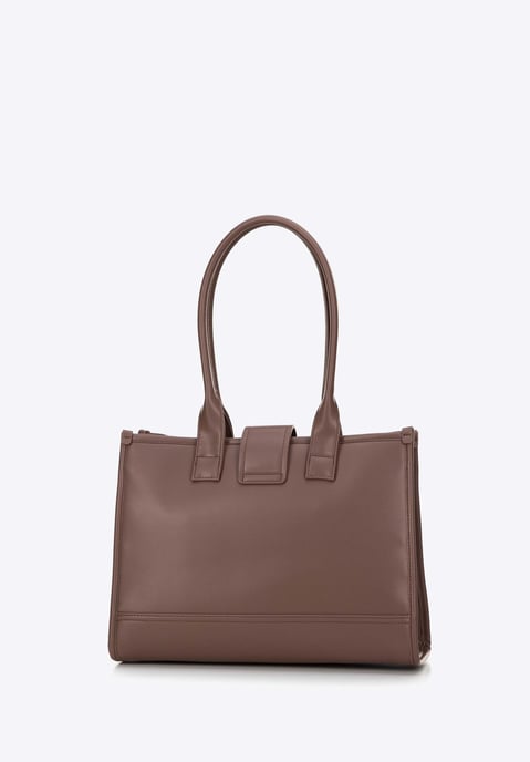 Wittchen Dames Klassieke Schoudertas met Stoffen Inzetstuk, Beige, Eco-leer - Image 1