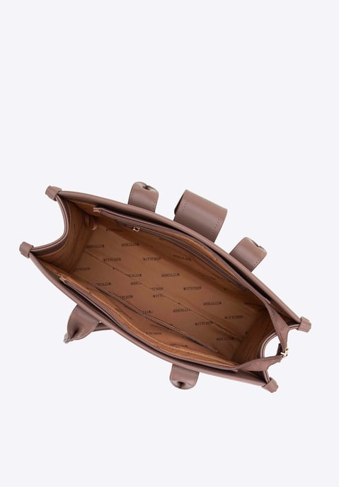 Wittchen Dames Klassieke Schoudertas met Stoffen Inzetstuk, Beige, Eco-leer - Image 2