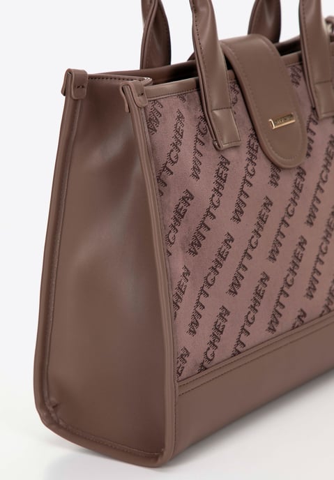 Wittchen Dames Klassieke Schoudertas met Stoffen Inzetstuk, Beige, Eco-leer - Image 3