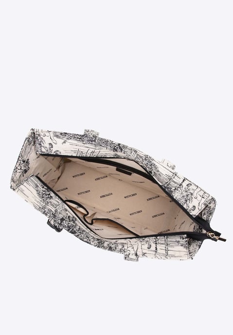 Wittchen Dames jacquard-patroon shoppertas, zwart en crème - Image 3
