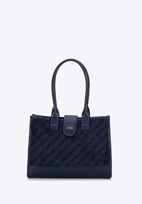 Wittchen Dames Klassieke Schoudertas met Stoffen Inzetstuk, Marineblauw - Image 1