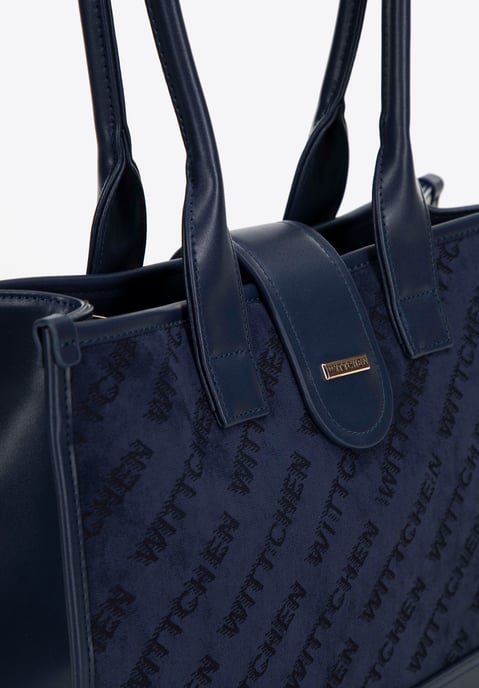 Wittchen Dames Klassieke Schoudertas met Stoffen Inzetstuk, Marineblauw - Image 4