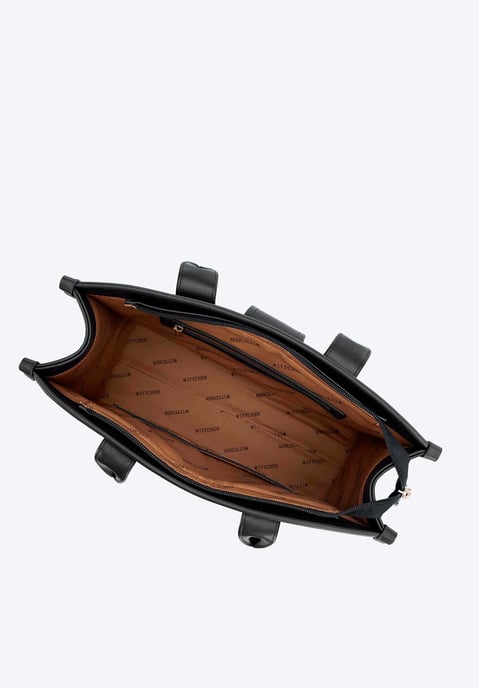 Wittchen Dames Klassieke Schoudertas met Stoffen Inzetstuk, Zwart, Eco-leer - Image 3