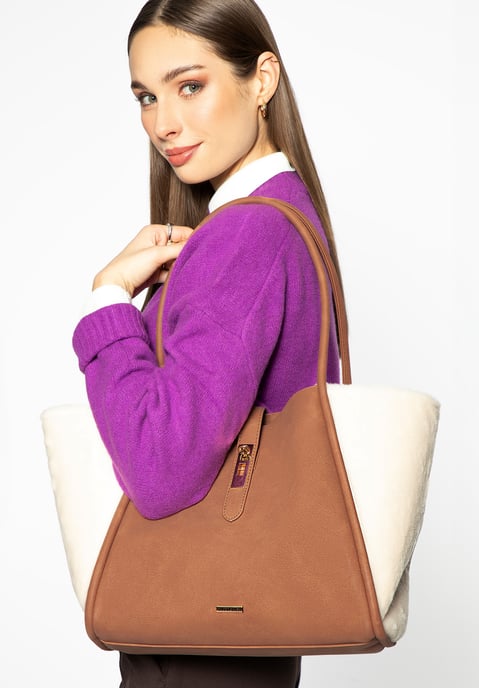 Wittchen Dames eco-leer en imitatiebont shopper beige eco-leer - Image 6