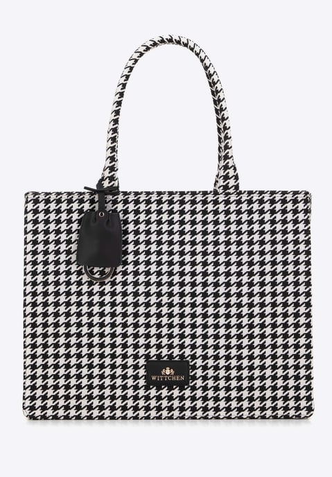 Wittchen Dames jacquard patroon shopper tas zwart en wit katoen - Image 2