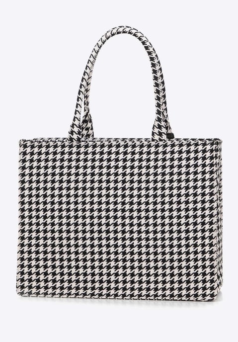 Wittchen Dames jacquard patroon shopper tas zwart en wit katoen - Image 3